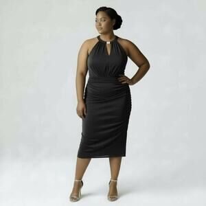 Betsy & Adam Special Occasion Sleeveless Sheath Dress Charcoal Gray Plus Size 16